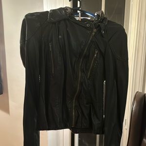 Free people leather jacket with hood